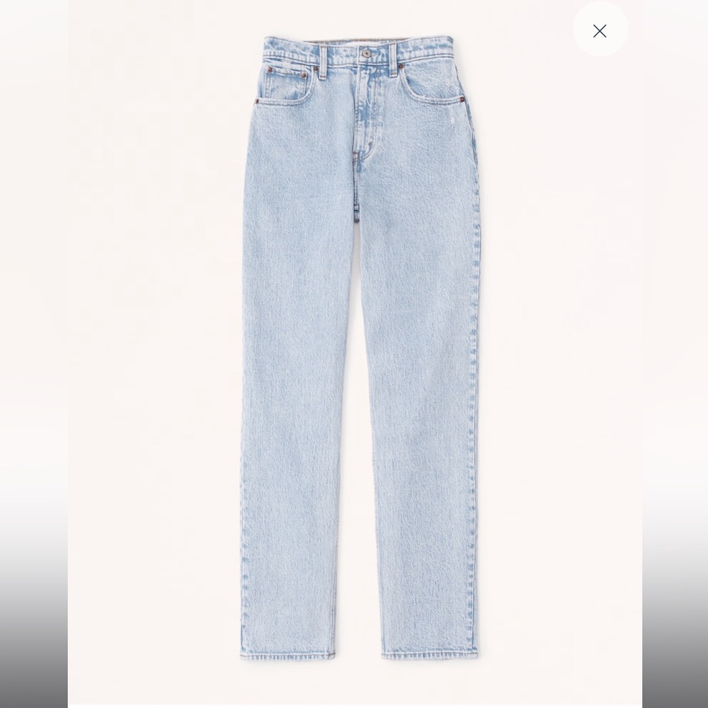 Abercrombie & Fitch Ultra High Rise 90s Straight Jean Light Wash Extra Long